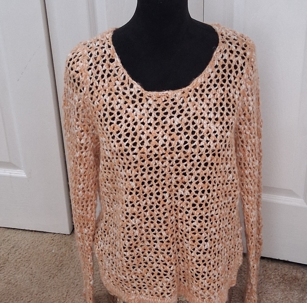I. Madeline Caramel  Cream Loose Knit Sweater    Size L